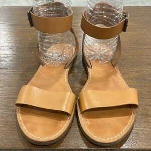 Madewell Boardwalk Desert Camel Ankle Strap Sandal, Size 7.5